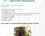 Profile of Rahina Adamu, profiled changemaker of our #dontmakemechoose campaign and