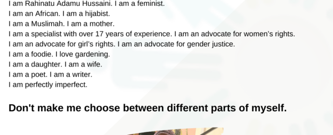 Profile of Rahina Adamu, profiled changemaker of our #dontmakemechoose campaign and women and girls' rights and GBV activist based in Abuja, Nigeria