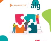 Image of ALG Consulting (green) logo next to dialectic logo (orange), below is image of 4 pieces of a puzzle being put together, two pieces in shades of orange and two in shades of green